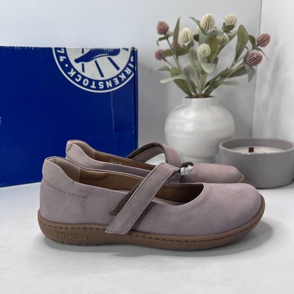 Birkenstock Lora Nubuck Leather Mary Jane Flat Shoes Taupe Women 6/EU37 Narrow - Picture 3 of 10